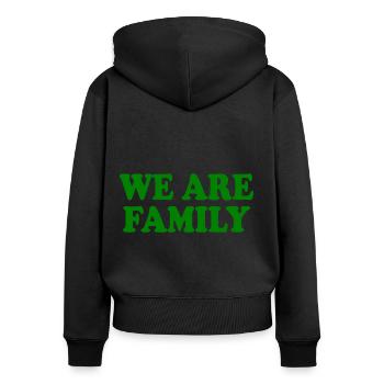 We are family - Frauen Premium Bio Zip Hoodie - Schwarz - Hinten - Julia (174cm)