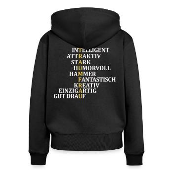 Traumfrau - Frauen Premium Bio Zip Hoodie - Schwarz - Hinten - Julia (174cm)