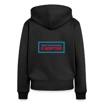 Savoyarde d'Adoption - Frauen Premium Bio Zip Hoodie - Schwarz - Hinten - Julia (174cm)