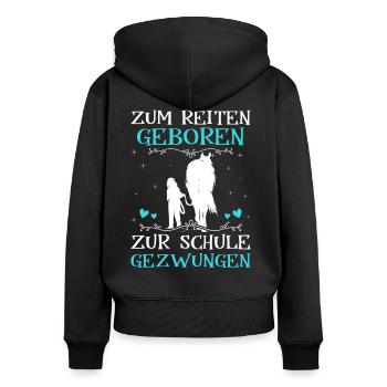 Pferde Mädchen Geschenk - Frauen Premium Bio Zip Hoodie - Schwarz - Hinten - Julia (174cm)