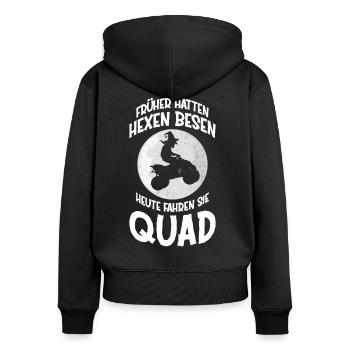 Quadfahrerin Hexen Spruch Geschenk Frauen Quad ATV - Frauen Premium Bio Zip Hoodie - Schwarz - Hinten - Julia (174cm)