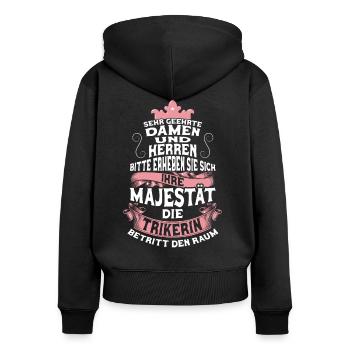 Trike Motorrad Dreirad Triker Trikerin Geschenk - Frauen Premium Bio Zip Hoodie - Schwarz - Hinten - Julia (174cm)