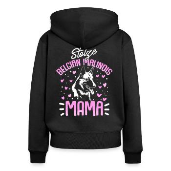 Stolze Belgian Malinois Mama Hunde Geschenk - Frauen Premium Bio Zip Hoodie - Schwarz - Hinten - Julia (174cm)