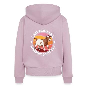 I love my myotonic goat - Women's Premium Organic Zip Hoodie - dusky pink - Back - Julia (174cm)