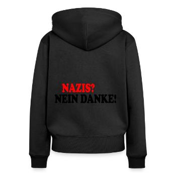 Nazis nein danke - Frauen Premium Bio Zip Hoodie - Schwarz - Hinten - Julia (174cm)