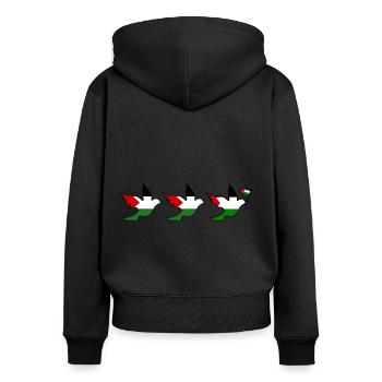 Free palestine - Sweat à capuche zippé Premium bio Femme - noir - Dos - Julia (174cm)