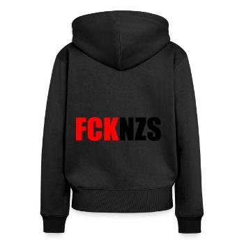 Fck nzs - Frauen Premium Bio Zip Hoodie - Schwarz - Hinten - Julia (174cm)