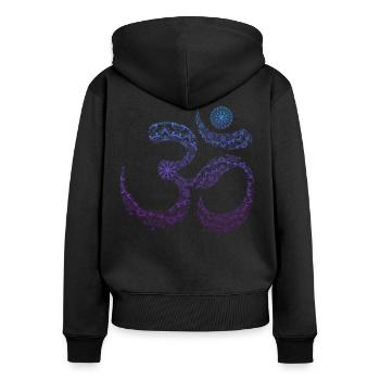 Om yoga meditation goa music symbol mandala - Women's Premium Organic Zip Hoodie - black - Back - Julia (174cm)