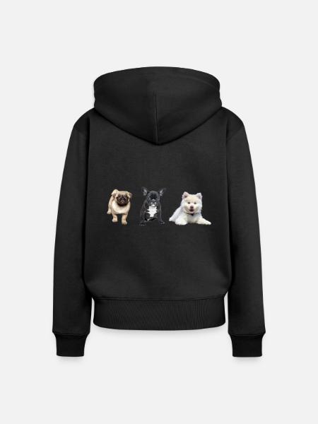 Mops Welpe - Frauen Premium Bio Zip Hoodie - Schwarz