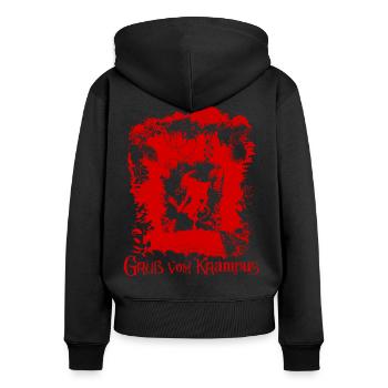 Gruß vom Krampus Weihnachten Perchten Geschenk - Frauen Premium Bio Zip Hoodie - Schwarz - Hinten - Julia (174cm)