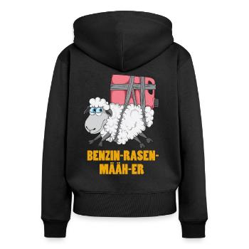 Landwirt Schaf Rasenmäher auf dem Bauernhof - Frauen Premium Bio Zip Hoodie - Schwarz - Hinten - Julia (174cm)