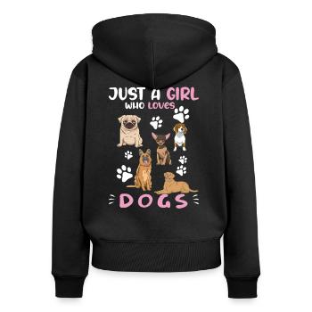 Just a girl who loves dogs Hundeliebhaber Hunde - Frauen Premium Bio Zip Hoodie - Schwarz - Hinten - Julia (174cm)