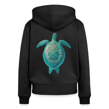 Turtle Climate Human Rights Environment - Women's Premium Organic Zip Hoodie - black - Back - Julia (174cm)