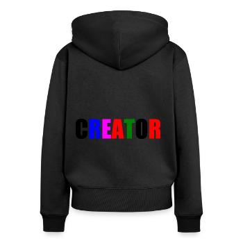 Creator - Sweat à capuche zippé Premium bio Femme - noir - Dos - Julia (174cm)