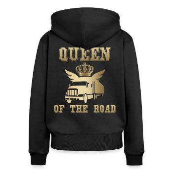 Queen of the Road, Queen of the Streets! - Women's Premium Organic Zip Hoodie - black - Back - Julia (174cm)