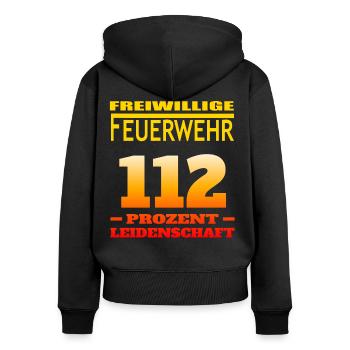 Freiwillige Feuerwehr 112 Prozent Leidenschaft - Frauen Premium Bio Zip Hoodie - Schwarz - Hinten - Julia (174cm)