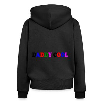 Daddy cool - Frauen Premium Bio Zip Hoodie - Schwarz - Hinten - Julia (174cm)