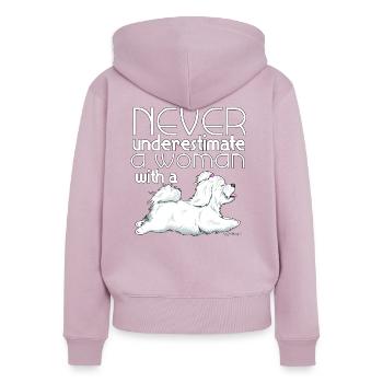 Coton De Tuléar Femme2 - Sweat à capuche zippé Premium bio Femme - rose poudré - Dos - Julia (174cm)