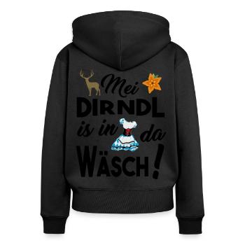 Dirndl Damen - Dirndl in da Wäsch - Frauen Premium Bio Zip Hoodie - Schwarz - Hinten - Julia (174cm)