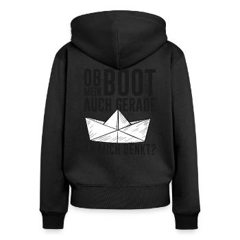 Urlaub – Shirt Strandurlaub Segeln Geschenk - Frauen Premium Bio Zip Hoodie - Schwarz - Hinten - Julia (174cm)