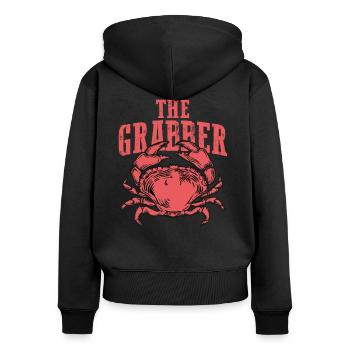 Chemise de crabe cadeau de vacances de plage - Sweat à capuche zippé Premium bio Femme - noir - Dos - Julia (174cm)