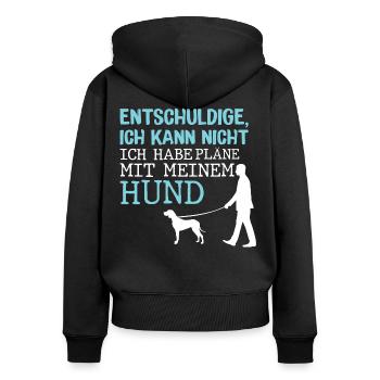 Hunde – Shirt Hundepapa Hundeglück Pfote Geschenk - Frauen Premium Bio Zip Hoodie - Schwarz - Hinten - Julia (174cm)