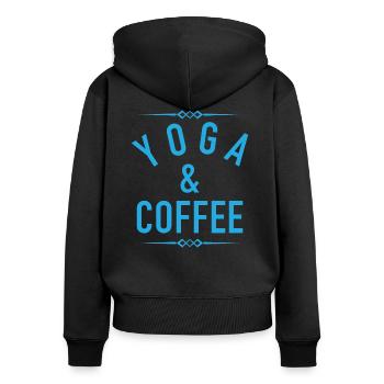 Yoga – Shirt Entspannung Kaffee Geschenk - Frauen Premium Bio Zip Hoodie - Schwarz - Hinten - Julia (174cm)