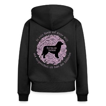 Ausgerechnet ich habe den schönsten Hund - Aussie - Frauen Premium Bio Zip Hoodie - Schwarz - Hinten - Julia (174cm)