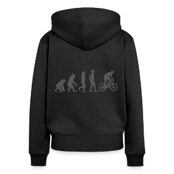 Fahrrad- Shirt Evolution Rennrad Trikot Geschenk - Frauen Premium Bio Zip Hoodie - Schwarz - Hinten - Julia (174cm)