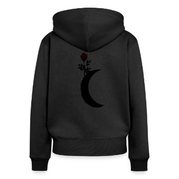 Croissant de rose - Sweat à capuche zippé Premium bio Femme - noir - Dos - Julia (174cm)