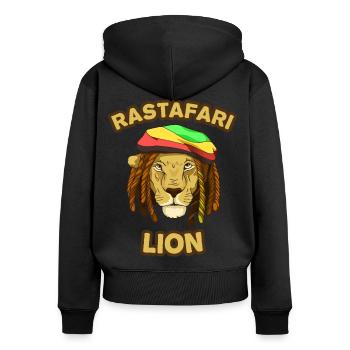 Rastafarian lion reggae Jamaïque - Sweat à capuche zippé Premium bio Femme - noir - Dos - Julia (174cm)