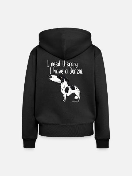 borzoitherapy16 - Frauen Premium Bio Zip Hoodie - Schwarz