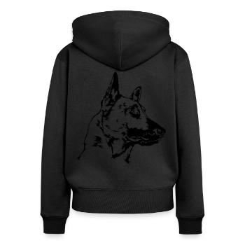 BELGIAN MALINOIS Wilsigns Dog Portrait Dog Dogs - Women's Premium Organic Zip Hoodie - black - Back - Julia (174cm)