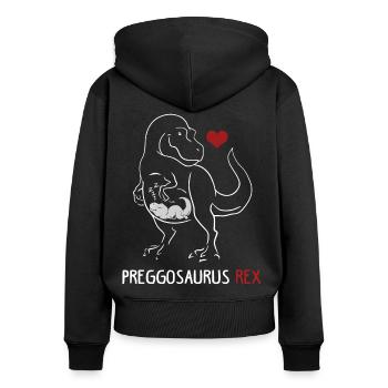 Préggosaurus rex bébé enceinte - Sweat à capuche zippé Premium bio Femme - noir - Dos - Julia (174cm)