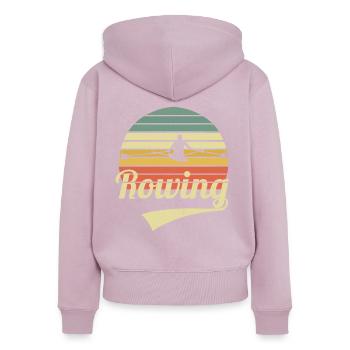 Aviron Rameurs Aviron Vintage Rowing - Sweat à capuche zippé Premium bio Femme - rose poudré - Dos - Julia (174cm)