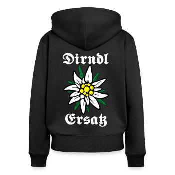 Ersatz Dirndl - Frauen Premium Bio Zip Hoodie - Schwarz - Hinten - Julia (174cm)