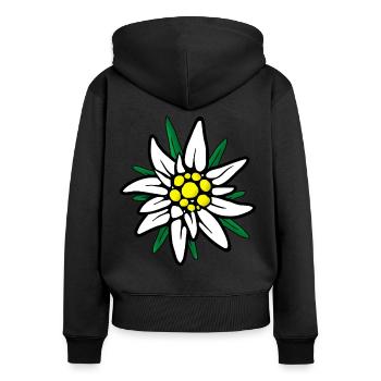 Edelweiß Edelweiss Alpen-Edelweiß - Sweat à capuche zippé Premium bio Femme - noir - Dos - Julia (174cm)