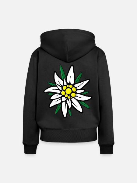 Edelweiß Edelweiss Alpen-Edelweiß - Sweat à capuche zippé Premium bio Femme - noir