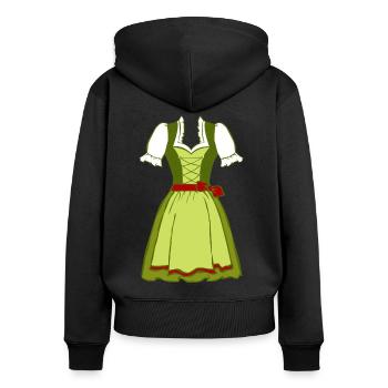 Dirndl Tracht - Frauen Premium Bio Zip Hoodie - Schwarz - Hinten - Julia (174cm)