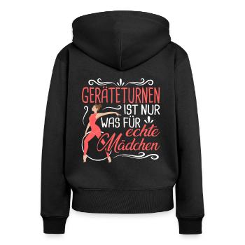 Geräteturnen Gymnastics - Frauen Premium Bio Zip Hoodie - Schwarz - Hinten - Julia (174cm)