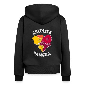 Reunite Pangea - Frauen Premium Bio Zip Hoodie - Schwarz - Hinten - Julia (174cm)