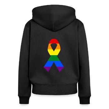 Cancer Awareness - Sweat à capuche zippé Premium bio Femme - noir - Dos - Julia (174cm)