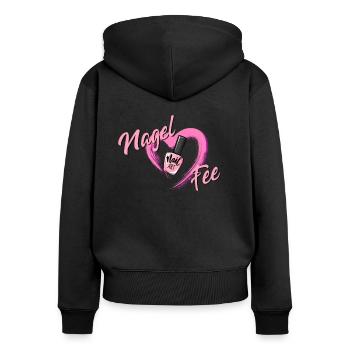 Nagel Fee - Nageldesign - Frauen Premium Bio Zip Hoodie - Schwarz - Hinten - Julia (174cm)