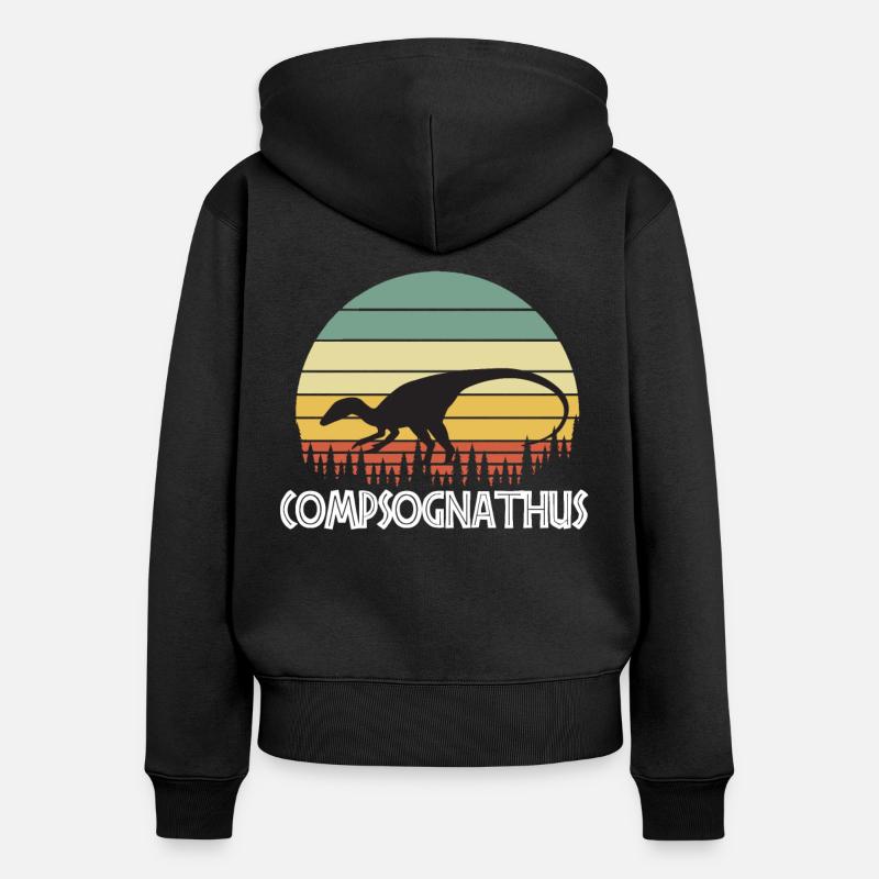 Compsognathus - Sweat à capuche zippé Premium bio Femme - noir
