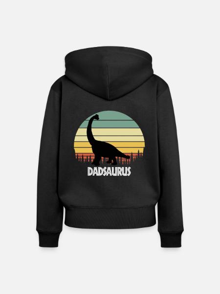 DADSAURUS DAD SAURUS DAD DINOSAUR - Frauen Premium Bio Zip Hoodie - Schwarz