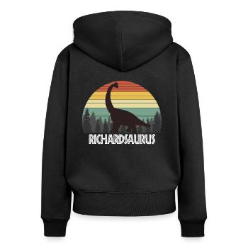 RICHARDSAURUS RICHARD SAURUS RICHARD DINOSAUR - Women's Premium Organic Zip Hoodie - black - Back - Julia (174cm)
