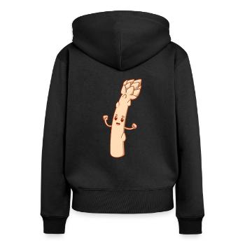 Comic Spargel - Frauen Premium Bio Zip Hoodie - Schwarz - Hinten - Julia (174cm)