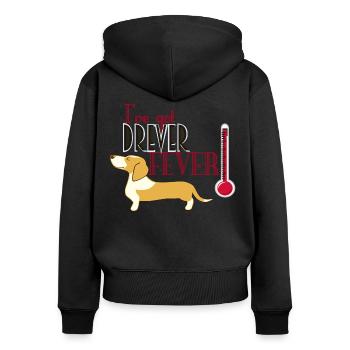 Drever Fieber leicht - Frauen Premium Bio Zip Hoodie - Schwarz - Hinten - Julia (174cm)