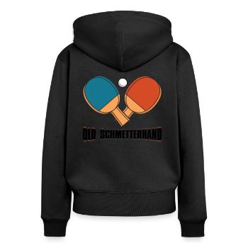 Old Schmetterhand - Tischtennis - Frauen Premium Bio Zip Hoodie - Schwarz - Hinten - Julia (174cm)