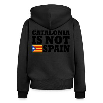 catalonia is not spain - Sweat à capuche zippé Premium bio Femme - noir - Dos - Julia (174cm)